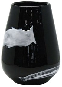 Βάζο Φυσητό Γραμμή 15-00-23922 Φ18,5x26,5cm Black-White Marhome Glass