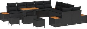 vidaXL Σετ Καναπέ Κήπου με μαξιλάρι 13 pcs Μαύρο
