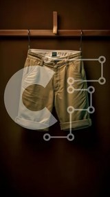 Intra Συλλεκτικό Ξύλινο Παζλ Plywood  4mm - Κομψό μπεζ σορτς σε ξύλινη κρεμάστρα Σε Ξύλινο Κουτί - Διαστάσεις Puzzle: 10x10 cm – 25 κομμάτια