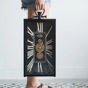 Ρολόι επιτραπέζιο μαύρο ορθογώνιο με εμφανή μηχανισμό 25x8x53cm