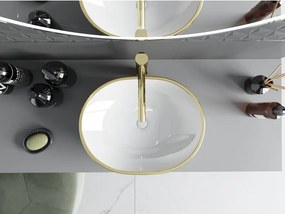 Mexen Viki νιπτήρας επιτραπέζιος 48 x 35 cm, λευκός/χρυσό χείλος - 21054805