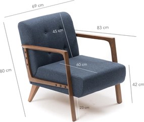Πολυθρόνα Μπλε KEMER 83x69x80