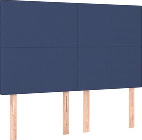 vidaXL Κρεβάτι Boxspring με Στρώμα Μπλε 140x190 εκ. Υφασμάτινο