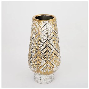 Βάζο Κεραμικό Λευκό &amp; Χρυσό 12.5x12.5x31cm 752-20062 Estheti-752-20062-Λευκό-Χρυσό 752-20062