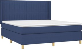 vidaXL Κρεβάτι Boxspring με Στρώμα Μπλε 160x200 εκ. Υφασμάτινο