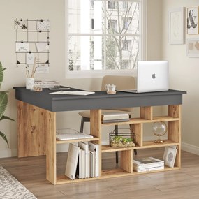 Γραφείο γωνιακό "VIANA" σε χρώμα atlantic pine/ανθρακί 115x120x72