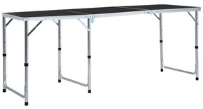 vidaXL Τραπέζι Κάμπινγκ Πτυσσόμενο Γκρι 180 x 60 εκ. Αλουμινίου