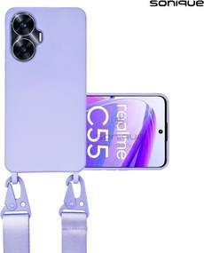 Θήκη Σιλικόνης με Strap CarryHang Sonique Realme C55 Λιλά