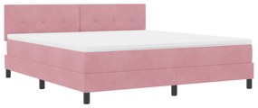 vidaXL κρεβάτι Box Spring με στρώμα  Ροζ Super King Βελούδο