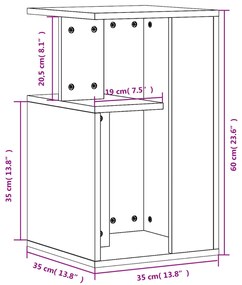 Βοηθητικό Τραπέζι Καπνιστή Δρυς 35x35x60 εκ. Επεξεργασμένο Ξύλο - Καφέ