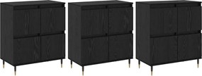 vidaXL Ντουλάπι αποθήκευσης 3 pcs Μαύρη Οξυά 60 x 35 x 70 cm