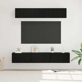 vidaXL Σετ επίπλου τηλεόρασης Επιτοίχιο 5 pcs Μαύρη Οξυά