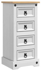 vidaXL Κομοδίνο Λευκό 35 x 32,5 x 74 εκ. Στερεά ξυλεία πεύκου