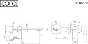 Cora Mist Chrome 3518 – Εντοιχιζόμενη μπαταρία νιπτήρα