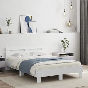 vidaXL Πλαίσιο Κρεβατιού με κεφαλάρι Λευκό 135x190 εκ Επεξεργ. Ξύλο