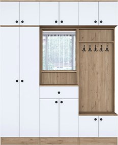 Έπιπλο Εισόδου Λευκό / Καρυδί CROSER 179.4x37.5x226.4