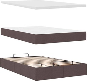 vidaXL Ottoman Κρεβάτι με Στρώμα Σκούρο Καφέ 120x200cm Ύφασμα