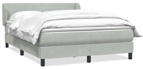 Κρεβάτι Boxspring με Στρώμα Ανοιχτό Γκρι 160x210 εκ. Βελούδινο - Γκρι