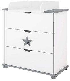 Συρταριέρα  με Αλλαξιέρα  Star White + Grey  83x48x87cm  BC20029  BabyCute