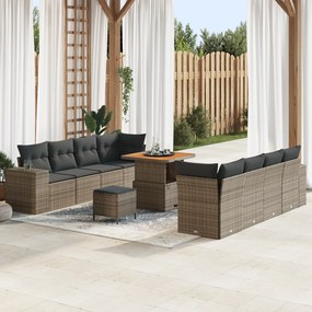 vidaXL Σετ Καναπέ Κήπου 11 pcs Γκρι συνθετικό ρατάν