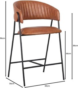 ALFRED Σκαμπό BAR Μέταλλο Βαφή Μαύρο, PU Camel   2τμχ