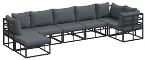 vidaXL Σετ Καναπέ Κήπου με μαξιλάρι 7 pcs Μαύρο Αλουμίνιο