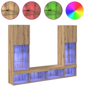 Μονάδες Τοίχου ΤV με LED 5 pcs Artisan Oak 40,5 x 30 x 102 εκ.