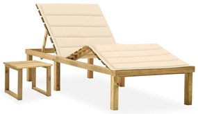 vidaXL Ξαπλώστρα Κήπου από Εμποτ. Ξύλο Πεύκου με Τραπεζάκι & Μαξιλάρι