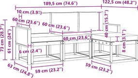 vidaXL Σειρά Καναπέ Εξωτερικού 4 pcs Φυσικό και Ανθρακί Πολυεστέρας