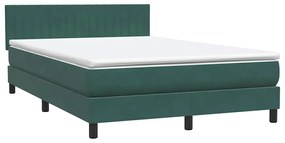 vidaXL Box Spring Κρεβάτι με στρώμα Σκούρο πράσινο 140x220cm Βελούδινο