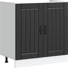 vidaXL Βάση νιπτήρα με αποθήκευση Lucca 2 pcs Μαύρο Επεξεργασμένο ξύλο