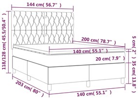 vidaXL Κρεβάτι Boxspring με Στρώμα Σκούρο Γκρι 140x200 εκ Υφασμάτινο