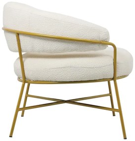 Πολυθρόνα Malu μπουκλέ κρεμ-πόδι χρυσό μέταλλο 84x79x76εκ 84x79x76 εκ.
