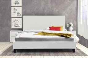 Κρεβάτι Nevil pakoworld διπλό 150x200 PU χρώμα λευκό ματ με ανατομικές τάβλες