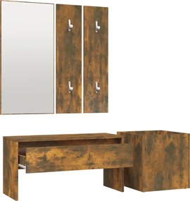 vidaXL Σετ Επίπλων Διαδρόμου Καπνιστή Δρυς από Επεξεργασμένο Ξύλο