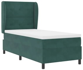 vidaXL Κρεβάτι με ελατήρια Σκούρο πράσινο 90 x 200 cm Βελούδο