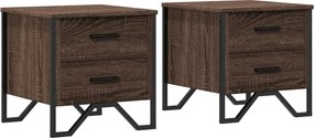 vidaXL Κομοδίνα 2 τεμ. Καφέ Δρυς 40x41x40 εκ. από Επεξεργ. Ξύλο