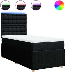 vidaXL Κρεβάτι Boxspring με Στρώμα Μαύρο 100 x 200 εκ. Υφασμάτινο