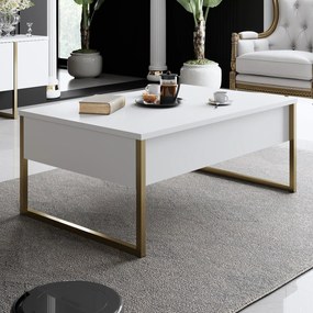 Τραπεζάκι Σαλονιού Λευκό / Χρυσό FOEN 90x60x40
