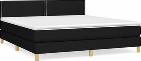 vidaXL Κρεβάτι Boxspring με Στρώμα Μαύρο 180x200 εκ. Υφασμάτινο