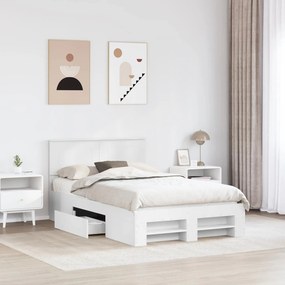 VidaXL Σκελετός Κρεβατιού Λευκό 135 x 190 cm Επεξεργασμένο Ξύλο