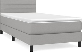vidaXL Κρεβάτι Boxspring με Στρώμα Ανοιχτό Γκρι 100x200 εκ. Υφασμάτινο