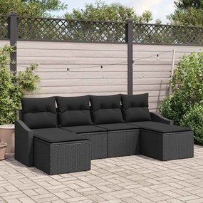 vidaXL Σετ Καναπέ Κήπου 6 pcs Μαύρο Πολυ ράταν