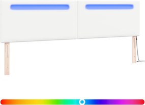 vidaXL LED κεφαλάρι Λευκό 200 cm Τεχνητό Δέρμα