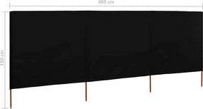 vidaXL Προστατευτικό Αέρα με 3 Πάνελ Μαύρο 400 x 120 εκ. Υφασμάτινο