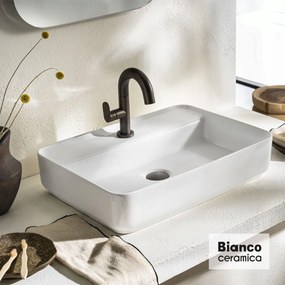 Bianco Ceramica Crest Eπιτραπέζιος Πορσελάνινος Νιπτήρας 55x40εκ Λευκό Γυαλιστερό