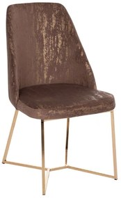 Καρέκλα Επαγγελματική Ζιζι HM9488.33 Βελούδινη Με Βάση 52x62x92cm Brown-Gold Βελούδο, Μέταλλο