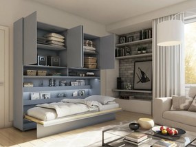 Σετ επίπλων Concept Pro Lenart AH144, Γκρι, Πλαστικοποιημένη μοριοσανίδα, Τάβλες για Κρεβάτι, 160x200, Ενιαίος, Με κρεβάτι, Με πρόσθετο εξοπλισμό
