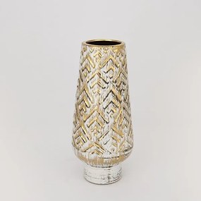ΒΑΖΟ ΚΕΡΑΜΙΚΟ ΛΕΥΚΟ - ΧΡΥΣΟ 13x13x33cm