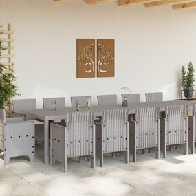 vidaXL Σετ Τραπεζαρίας Κήπου 15 Τεμαχίων Ανοιχτό Γκρι Πολυ Ρατάν